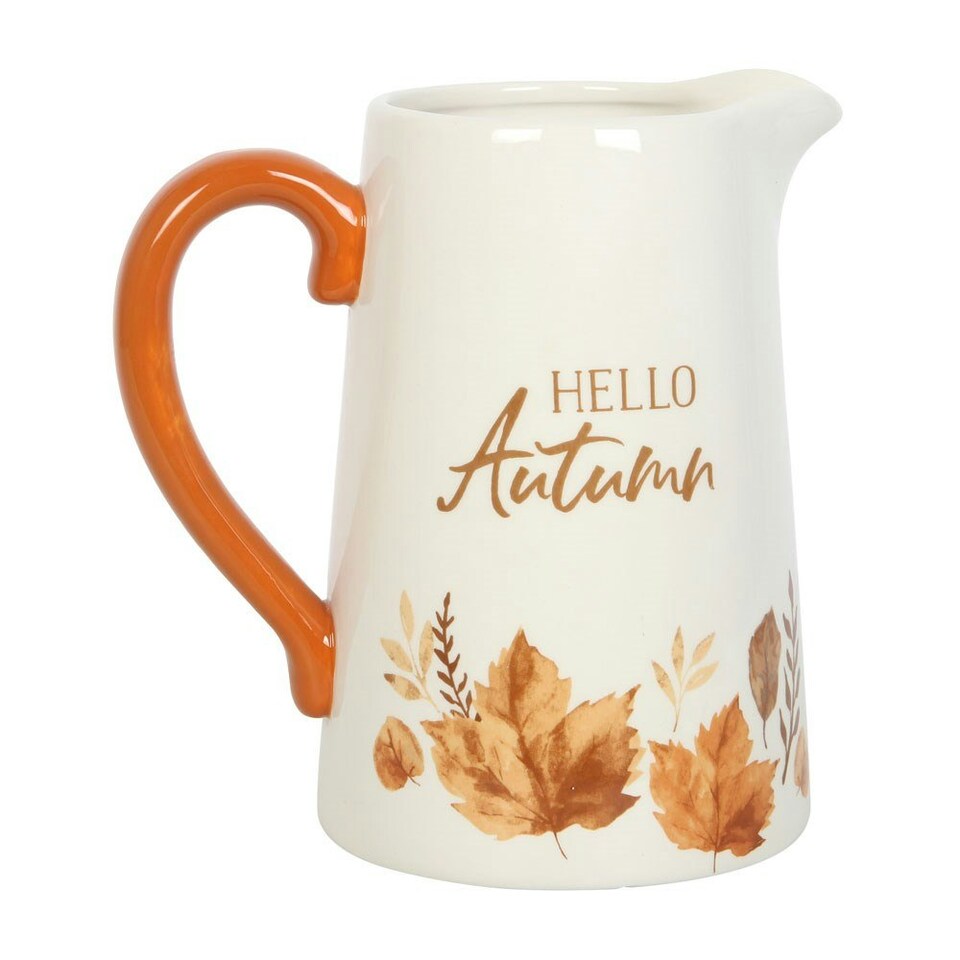 image 1 of Ceramic Hello Autumn Flower Jug Vase - 18cm