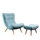 image 1 of Madelia Textured Fabric Accent Chair and Stool - Teal