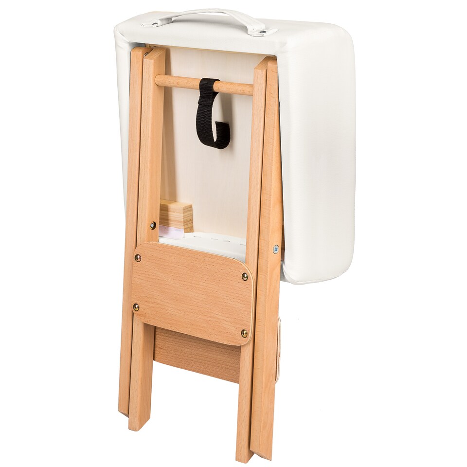 image 1 of Stool & Bolster Cushion Set - foldable, padded, wood and faux leather | White | white | 1