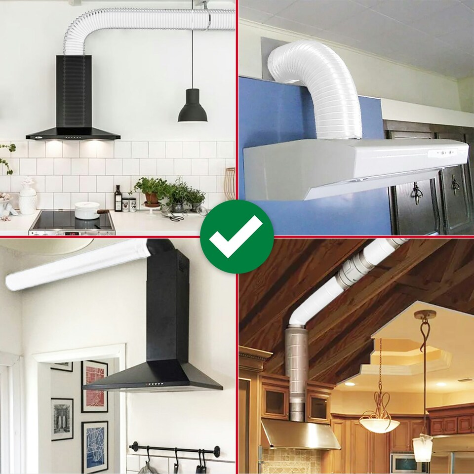 image 1 of SPARES2GO Cooker Hood Vent Hose 6 Metre 5" 5.9" Duct Pipe Extension Threaded Coupler Connector Ring Kit White