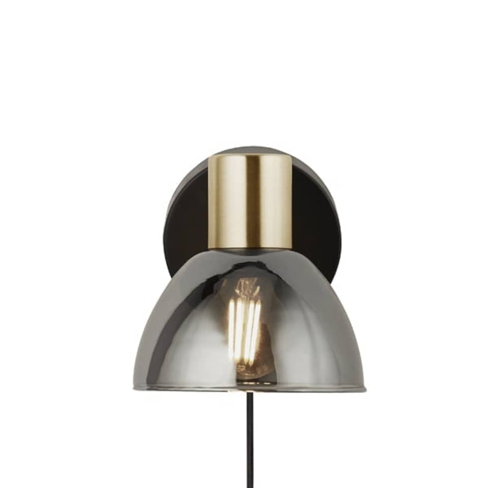 image 1 of Elisa Plug In Smoked Glass Wall Light