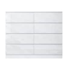 FWStyle Stora 8 Drawer Wide 4+4 Chest Of Drawers - White Gloss Front