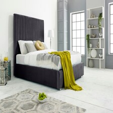 Merki Plush Double Bed Frame - Steel