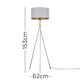 image 3 of ValueLights Camden Brushed Chrome Tripod Floor Lamp Grey & Gold Shade Grey