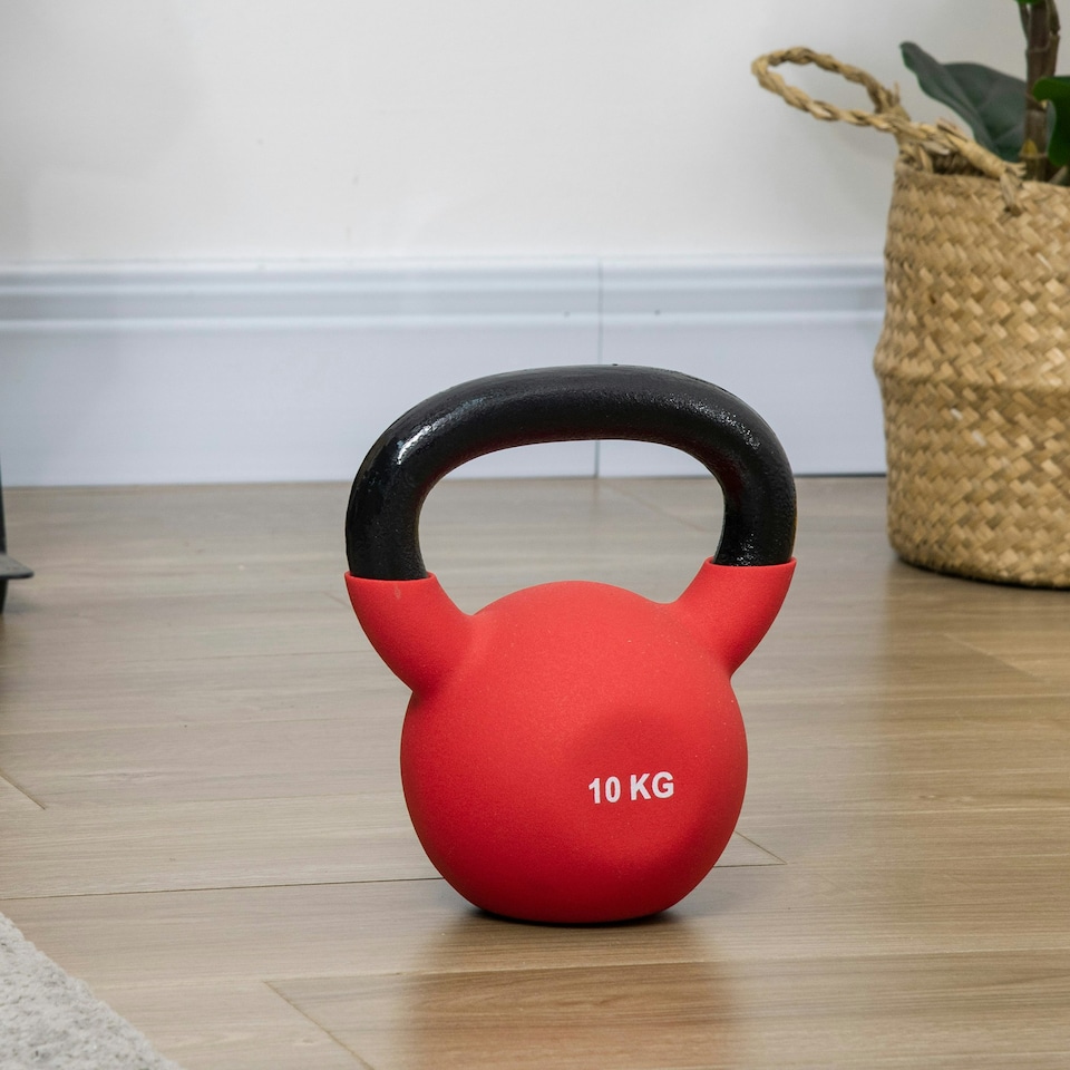 image 1 of HOMCOM Soft Kettlebell, Kettle Bell with Non-Slip Handle for Home Gym Weight Lifting and Strength Training Red | 10