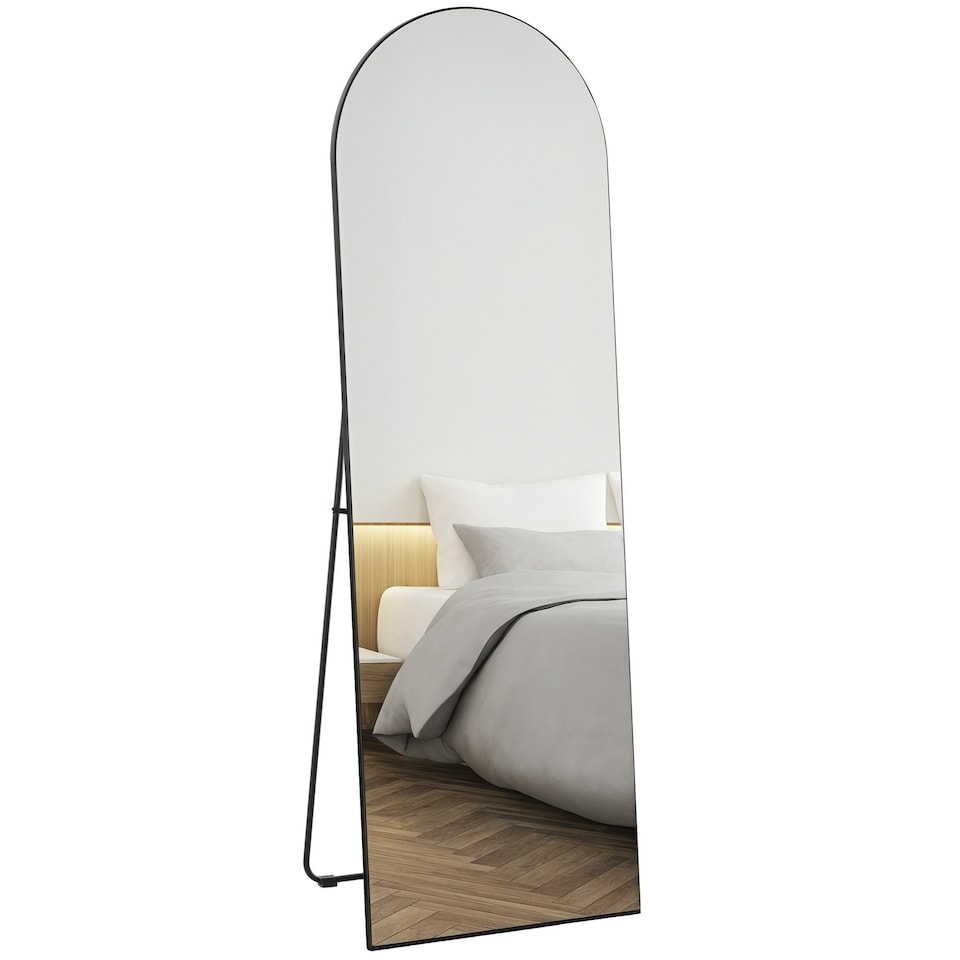 image 1 of HOMCOM Floor Mirror Wall Mount Leaning Standing Mirror 50 x 150cm Black