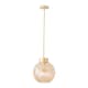 image 4 of ValueLights Bellamy Amber Glass Globe Brushed Gold Capped Ceiling Pendant Light Gold
