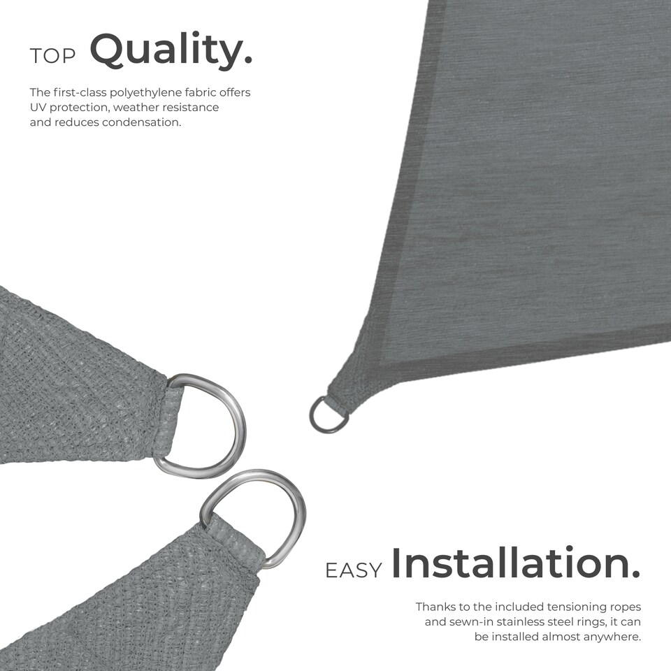 image 1 of Shade Sail - rectangular with UV protection 50, water-repellent, grey | Grey | grey | 3.6 x 3.6 m | 1