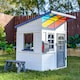 image 2 of Teamson Kids Wooden Playhouse Wendy House with Rainbow Shade, Kitchen, Flower Box & Bench, White