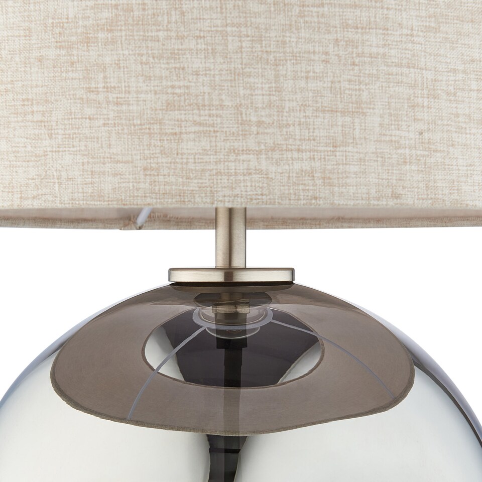 image 1 of Lola - Smoke Mirror Dimpled Glass 43cm Table Lamp