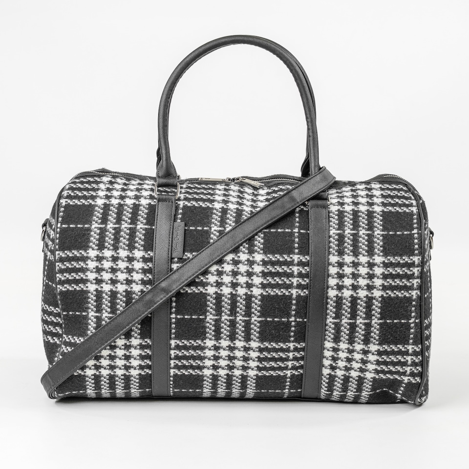 image 1 of Pierre Cardin Travel Holdall Bag - Premium Lightweight Flight Bag - Black And White