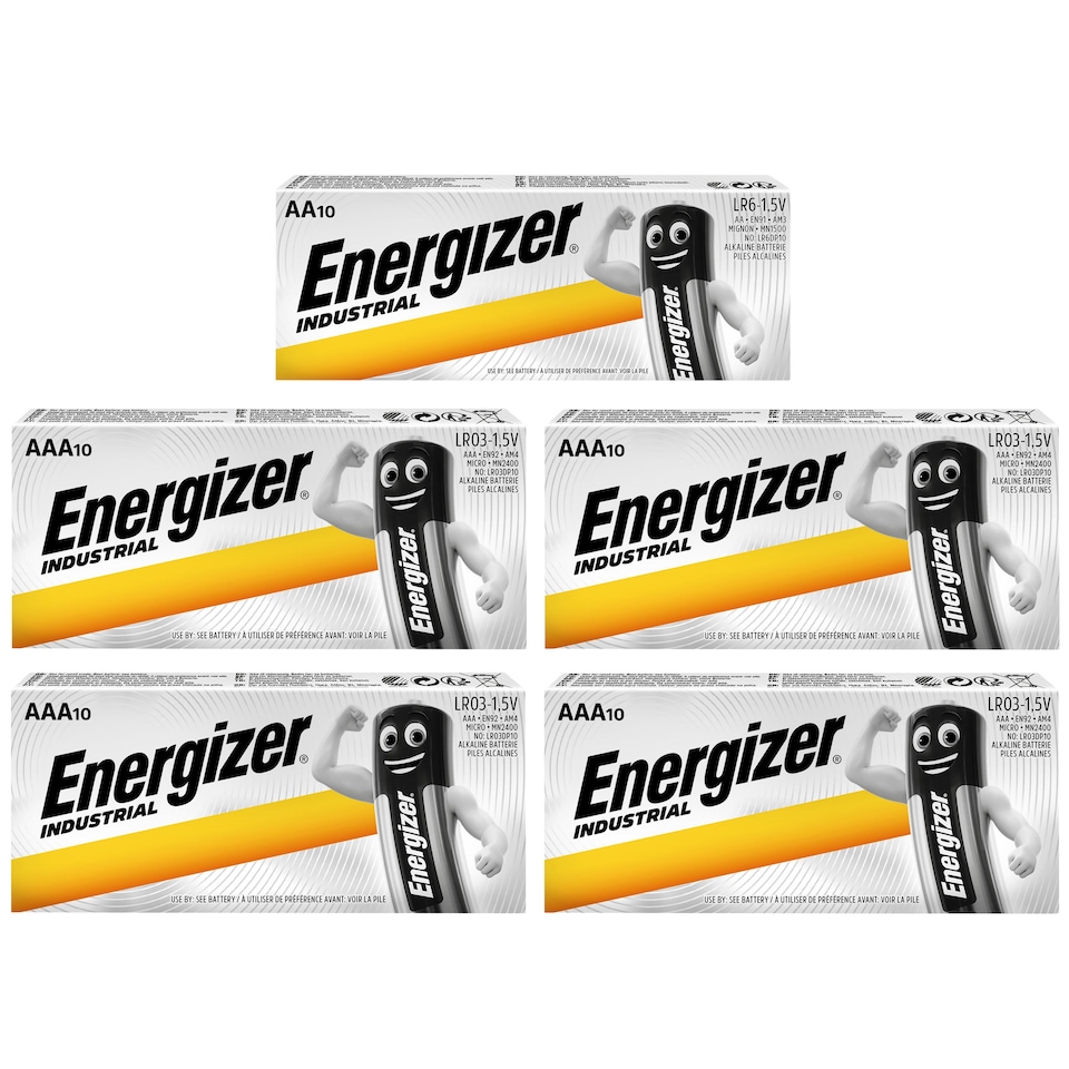 Energizer AA & AAA Industrial Batteries - Pack of 50 (10x AA & 40x AAA) | Chrome | Not provided | 5