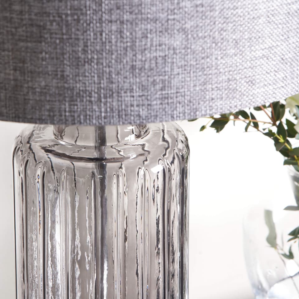 image 1 of Brock Black Smoked Glass Table Lamp