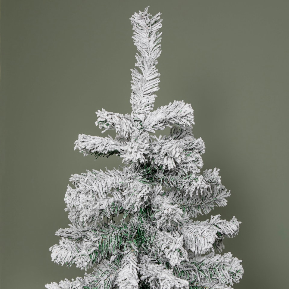 image 1 of 4ft (1.2m) Snow Flocked Artificial Christmas Tree with Green Metal Stand and 177 Tips