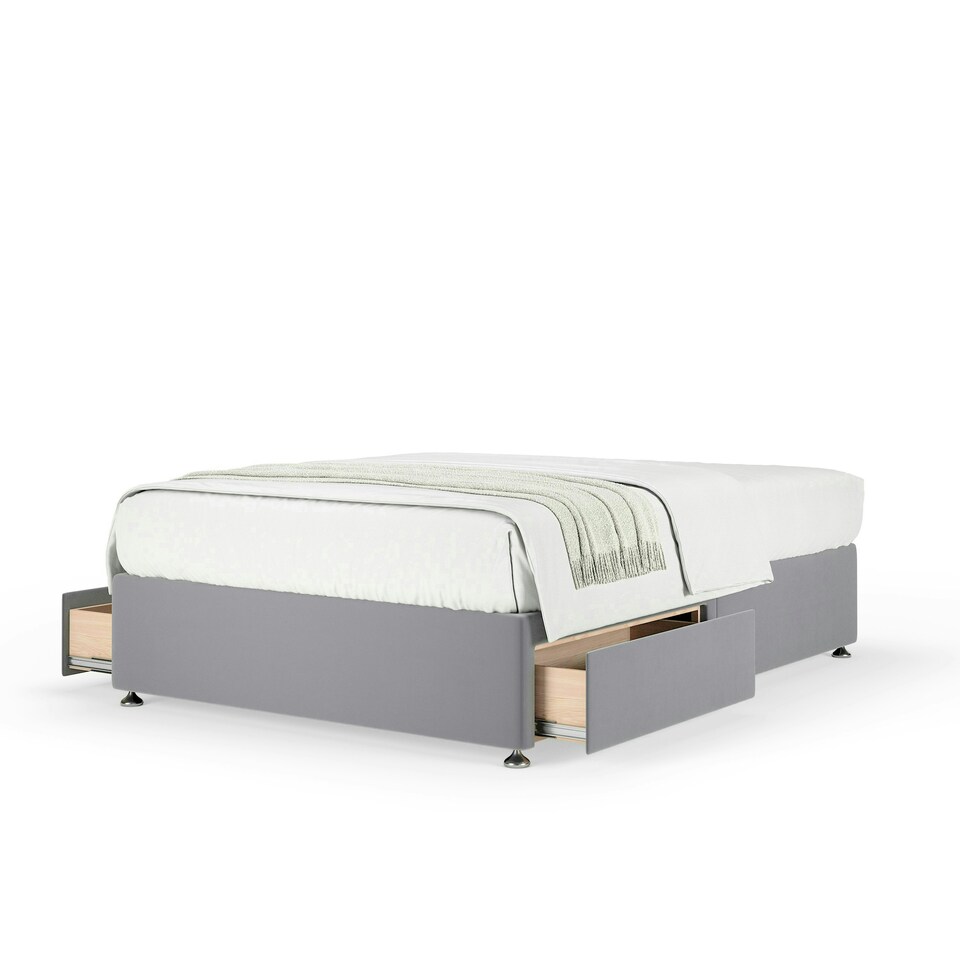 image 1 of Majestic 1000 Pocket Sprung Silver Plush Velvet 2 Drawer Divan Set Small Single