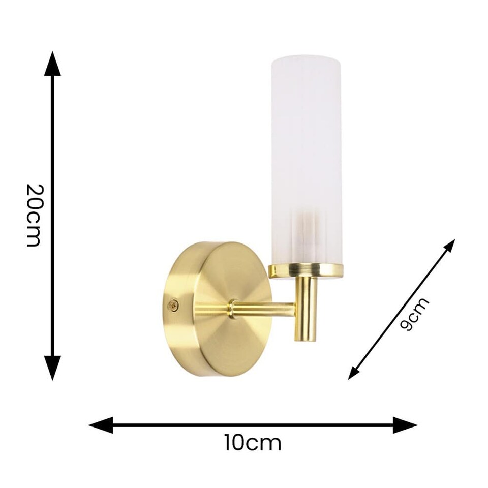 image 1 of ValueLights Canya Pair Gold IP44 Frosted Glass Wall Lights & Bulbs | Gold