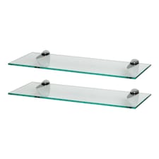 Harbour Housewares Floating Glass Wall Shelves - 50cm - Pack of 2 | Clear | Clear