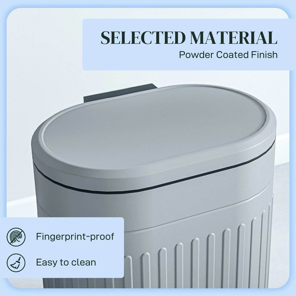 image 1 of HOMCOM Pedal Bin, Metal Kitchen Bin with Soft-close Lid Grey | 20L
