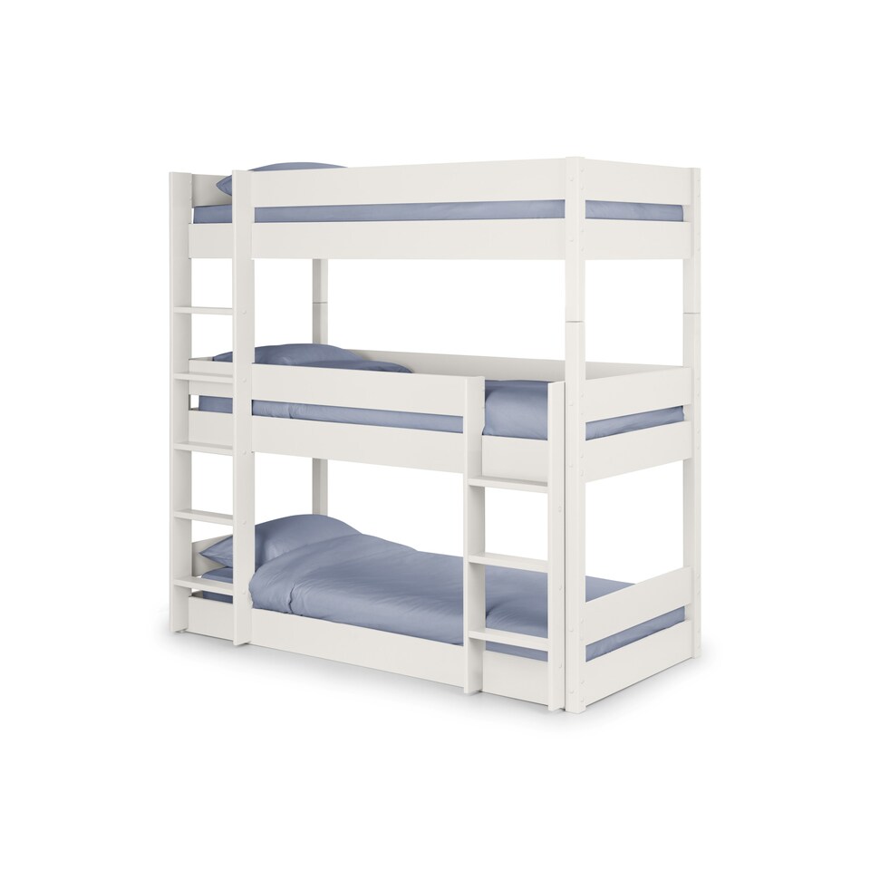 image 1 of Trio 90cm Single White 3 Tier Triple Bunk Bed