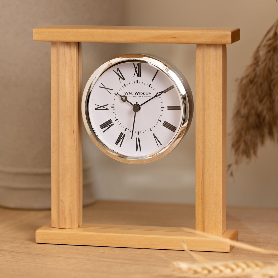 image 1 of Widdop Gifts Wood and Glass Mantel Clock