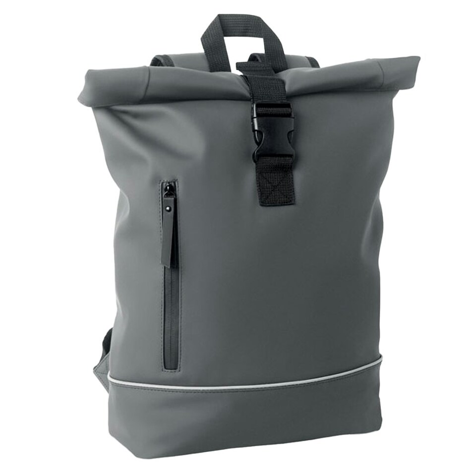 image 1 of MidOcean Laptosa Roll Top PU Laptop Backpack - Stone Grey - One Size Black