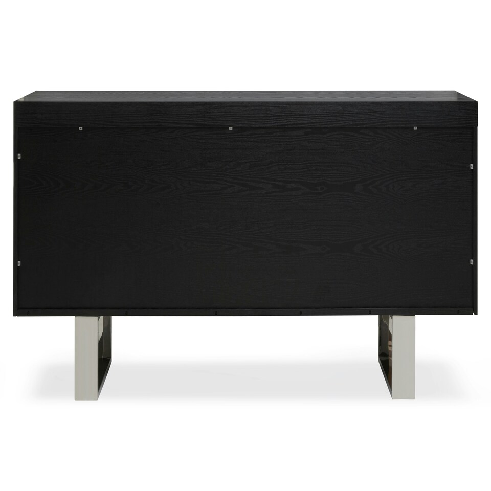 image 1 of Interiors by Premier Grey Elm Wood Sideboard, Natural Grey‑Finished Elm Cabinet with Polished Stainless‑Steel U‑Legs Black