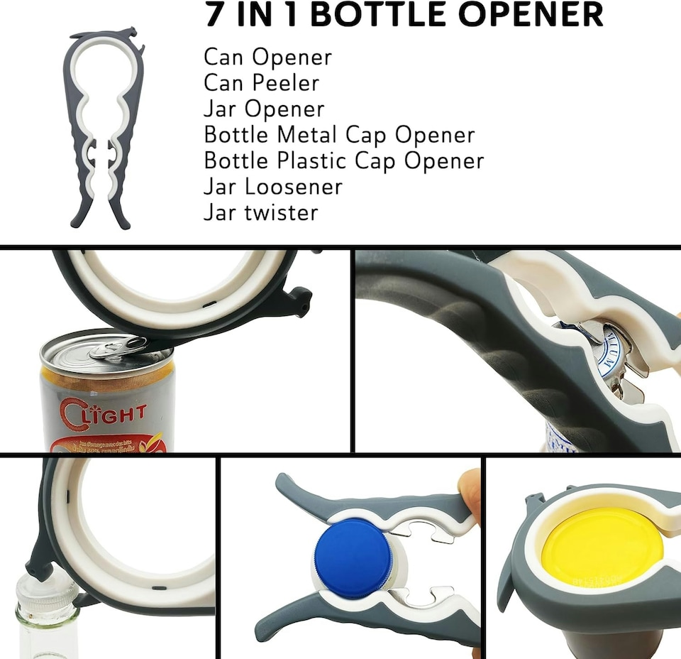 image 1 of Straame 7-in-1 Bottle Opener, Multiple Sizes Grip Tool, Versatile Grip Kitchen Tool