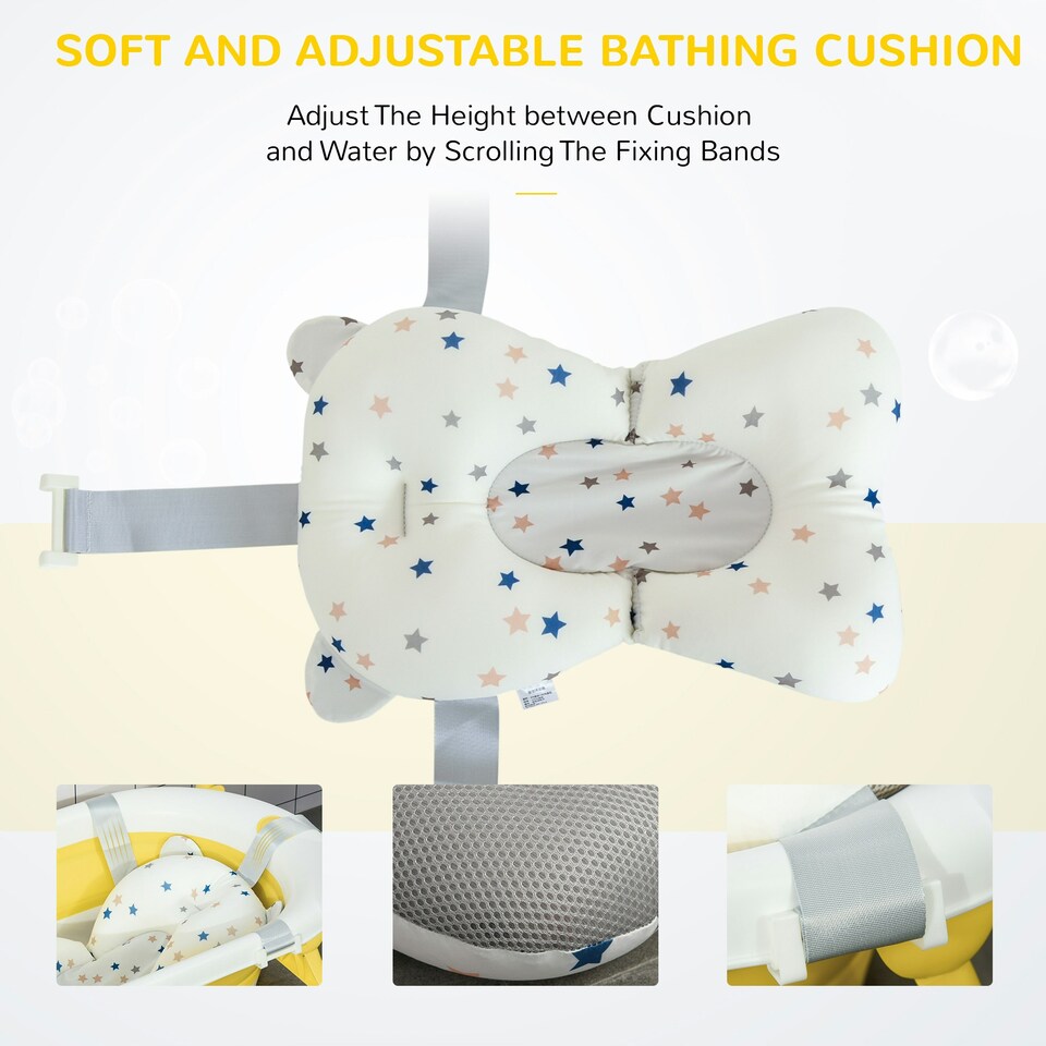 image 1 of HOMCOM Foldable Baby Bath Tub Ergonomic with Temperature-Induced Water Plug