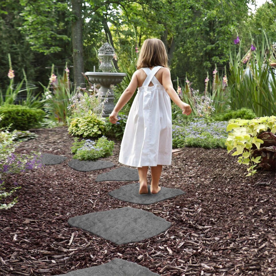 image 1 of Nicoman Natural Stepping Stone Rubber Garden Decoration Grey - Pack of 2 | Grey | Grey | Pack of 2
