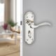 image 2 of Lisbon Metal Lever Latch Door Handles Set Round Rose Internal & External | Silver | Polished Nickel Bathroom