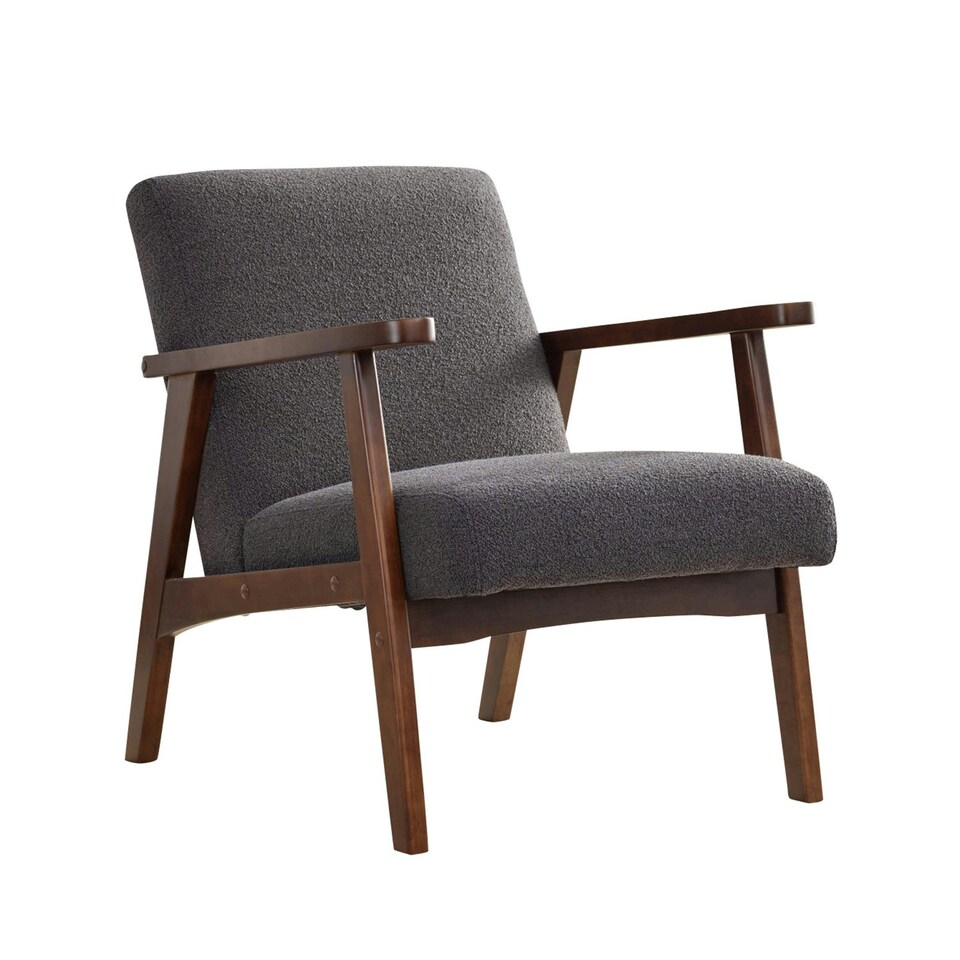 image 1 of Hadley Boucle Fabric Accent Chair - Dark Grey