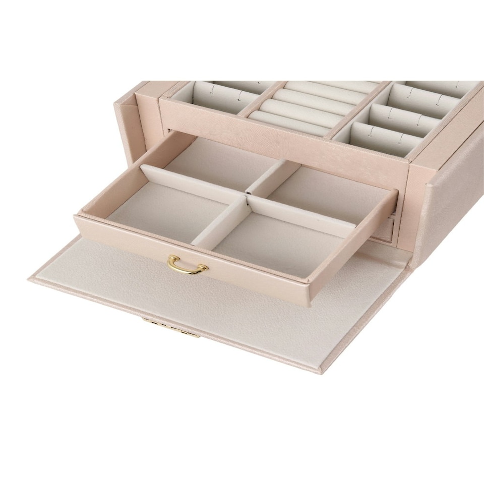 image 1 of Living and Home Multi-Function Faux Leather Jewellery Storage Box with Drawers