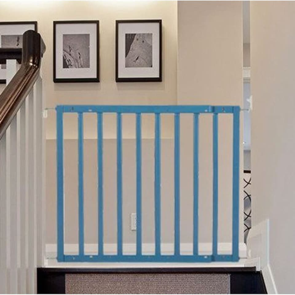 image 1 of Safetots Top of The Stairs Screw Fitted Stair Gate, Azure Blue Wooden, 63.5cm - 105.5cm, Wood Baby Gate, Safety Gate | Blue | 1