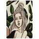 image 1 of Young Woman In Tropical Leaves Designer Rug | Multi