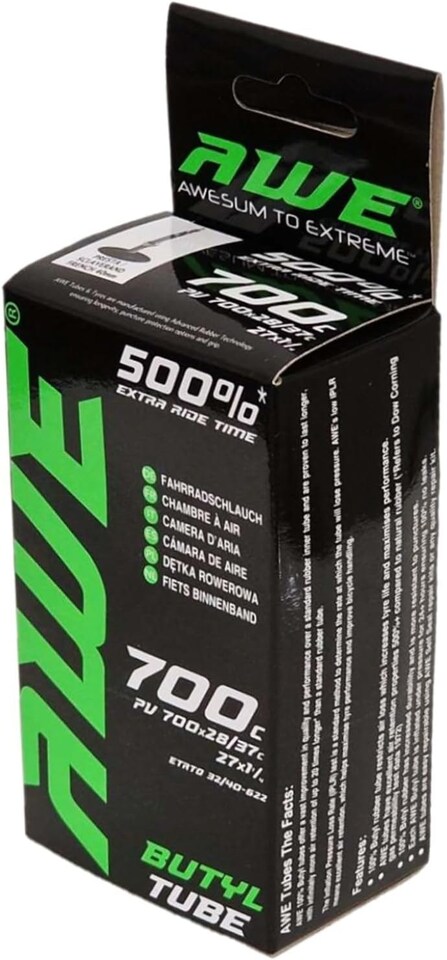 image 1 of AWE Butyl Rubber 700 X 28/37C Bike Inner Tube 27 X 1 1/4 Presta Valve