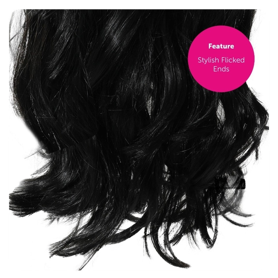 image 1 of 70s Flick Wig – Black Retro Fancy Dress Hairpiece for Disco & Vintage Costumes Black | One Size