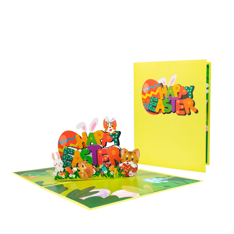 image 1 of Animal Party Springtime Cheer Celebration 3D Pop Up Easter Card