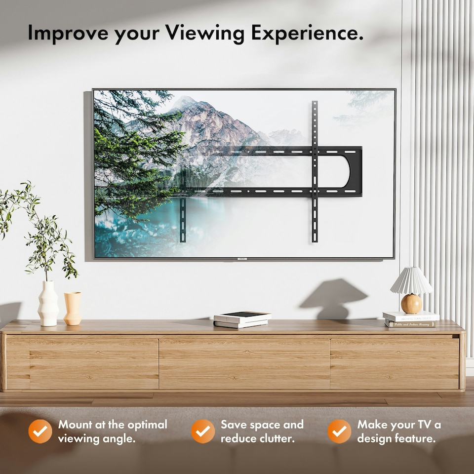 image 1 of VonHaus Ultra-Slim TV Wall Bracket for 60-120" Screens, 120kg Capacity