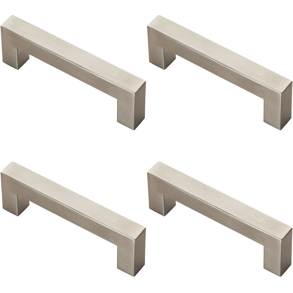 Loops 4x Square Linear Block Pull Handle 110 x 14mm 96mm Fixing Centres Satin Steel in Metallics