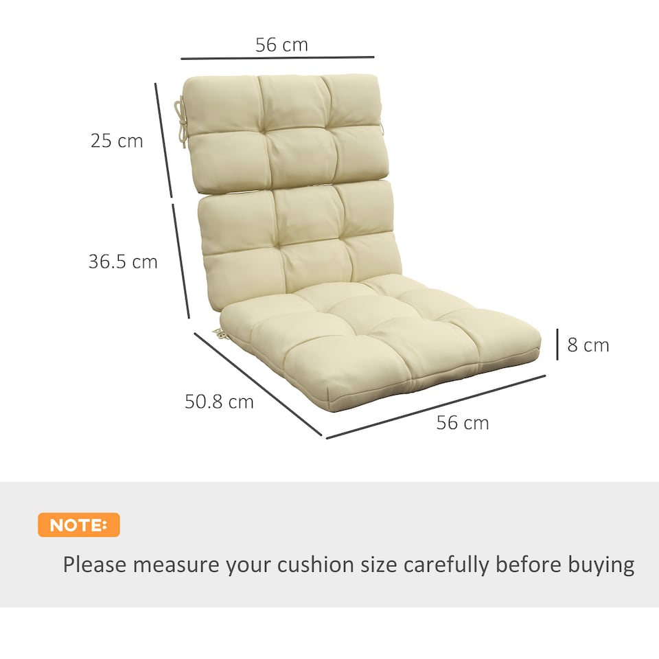 image 1 of Outsunny 2pc Outdoor Seat Cushion with Backrest, Ties, for Garden, Beige