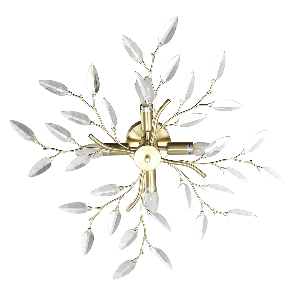 image 1 of Modern Brushed Gold Plated Branch Ceiling Light Fitting with Acrylic Leaves | Gold