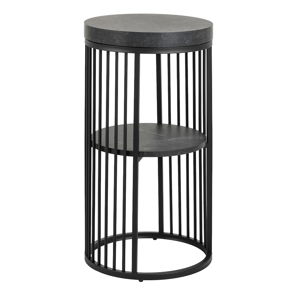image 1 of Strington Round Bedside Table 1 Shelf in Matt Black Black
