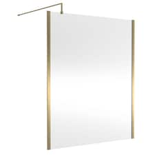Balterley Wetroom Screen with Support Bar, 1200mm, Brushed Brass