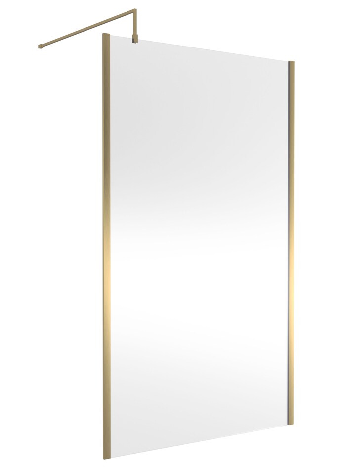 image 1 of Balterley Wetroom Screen with Support Bar, 1200mm, Brushed Brass