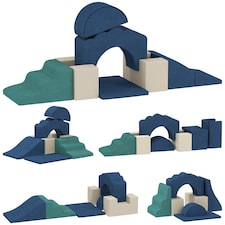 AIYAPLAY Kids Soft Play Set, 7 Piece Foam Climbing Blocks, Dark Blue