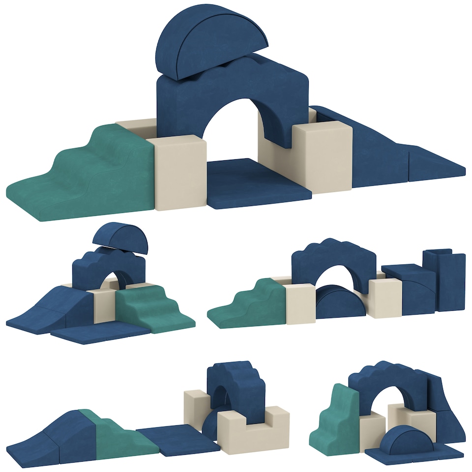 image 1 of AIYAPLAY Kids Soft Play Set, 7 Piece Foam Climbing Blocks, Dark Blue