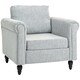image 1 of HOMCOM Armchair, Upholstered Accent Chair, Occasional Fireside Chair with Back Pillow and Rubber Wood Legs, Single Sofa for Living Room, Reading Room, Light Grey