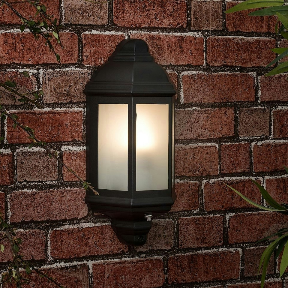 image 1 of ValueLights Black Aluminium IP44 Rated Outdoor Porch Wall Mounted Flush Sensor Lantern