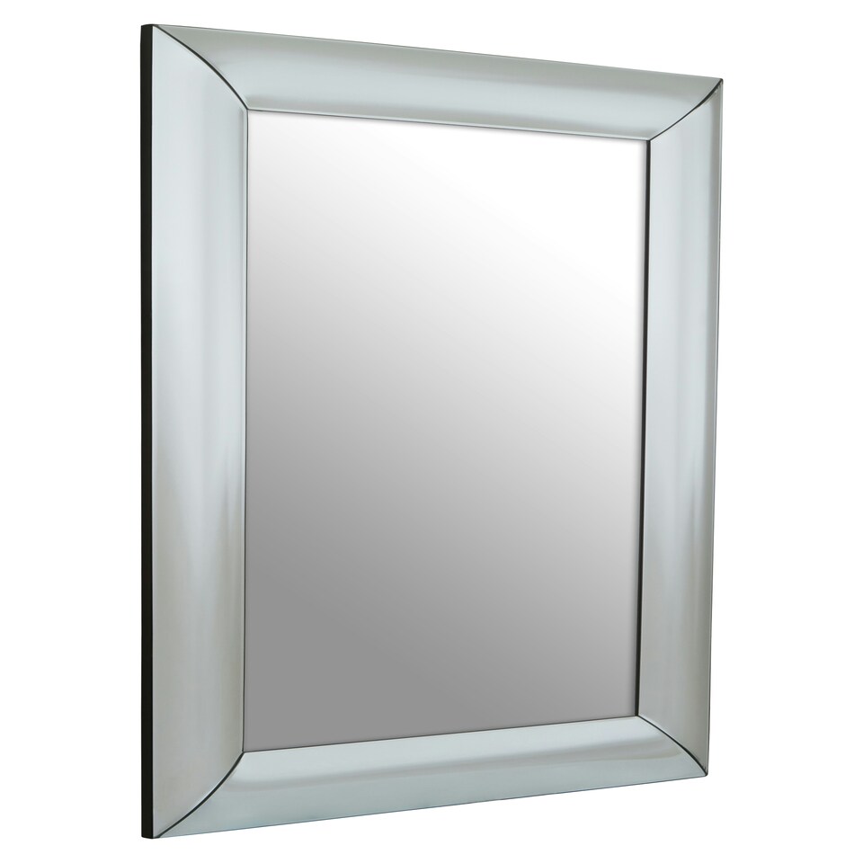 image 1 of Interiors by Premier Art Deco Rectangle Wall Mirror, Silver Panelled Thick Frame Mirror for Living Room, Decorative Mirror Silver