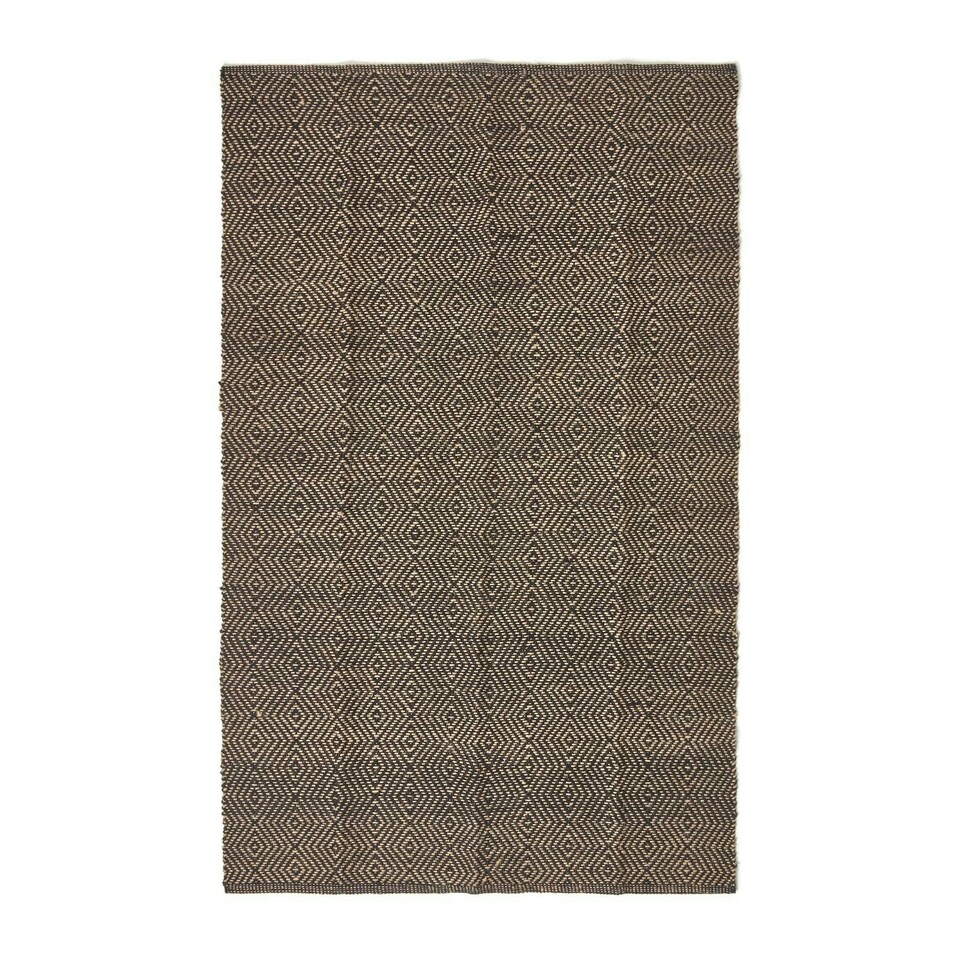 image 1 of Homescapes Black Geometric Jute Rug - 120 x 180 cm